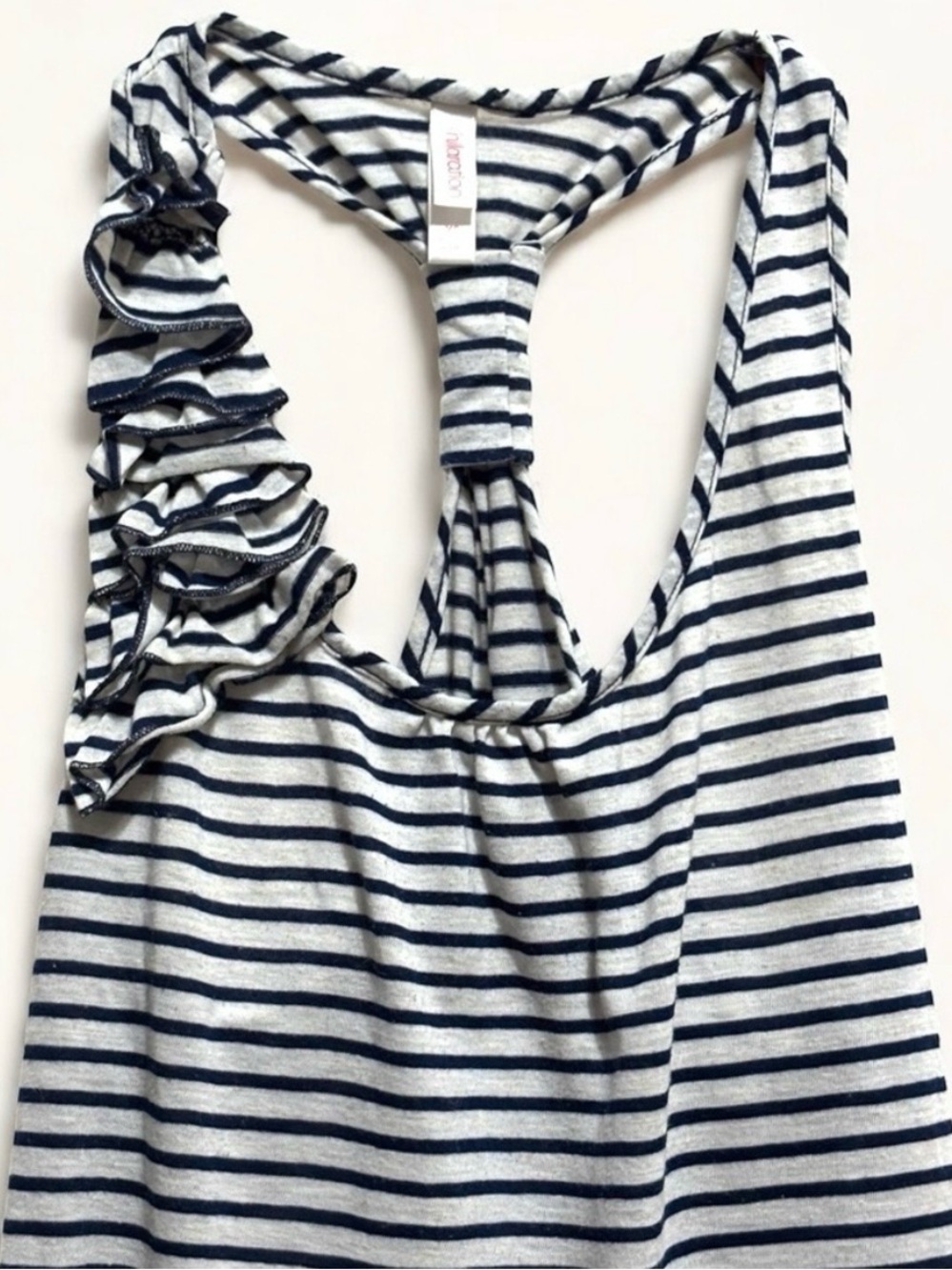 Striped Racerback Top with Ruffle Detail - Picture 2 of 10